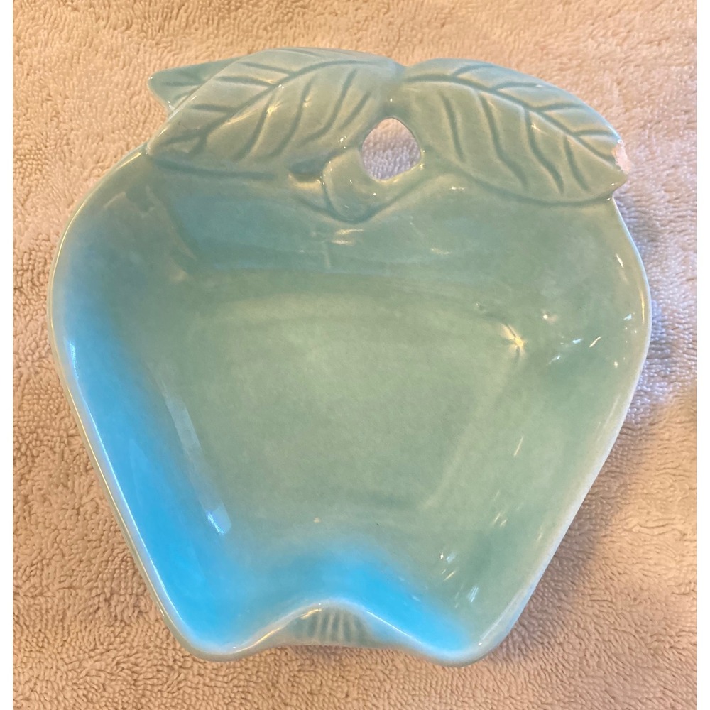 Vintage Hoenig of California 734 Aqua Turquoise Apple Ceramic Bowls Set of 2 MCM - Picture 2 of 6